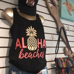 'Aloha Beaches' Pineapple Tank Top